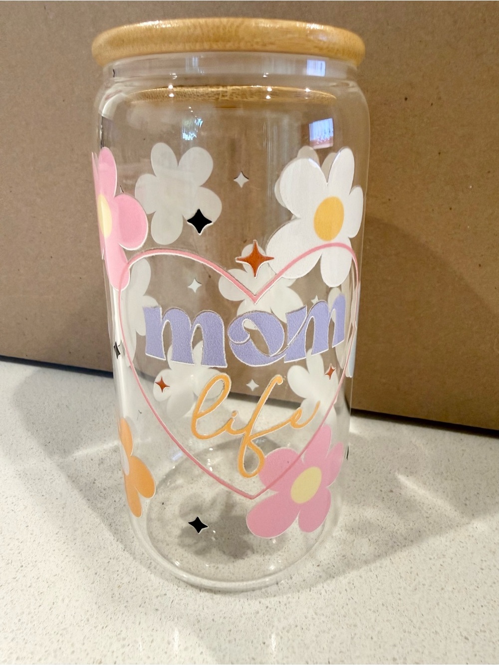 Mom Life Floral Glass Tumblr
